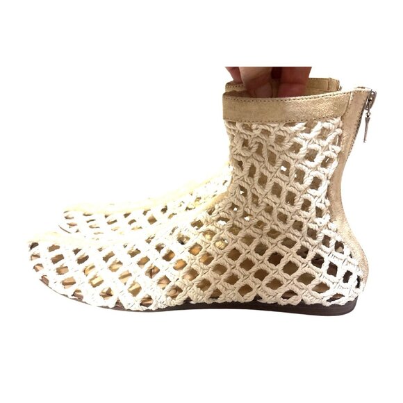Rag & Bone Ansley Womens Net Booties Size 7 Beige Leather & Crochet Design - Picture 1 of 9